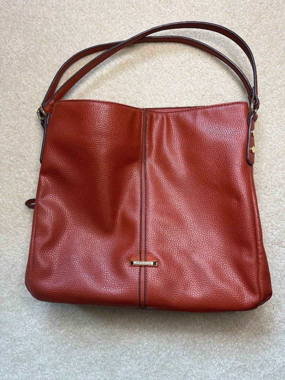 Slouch Kick Start Hobo Pebbled Faux Leather Shoulder Bag Rust Cognac Two Strap